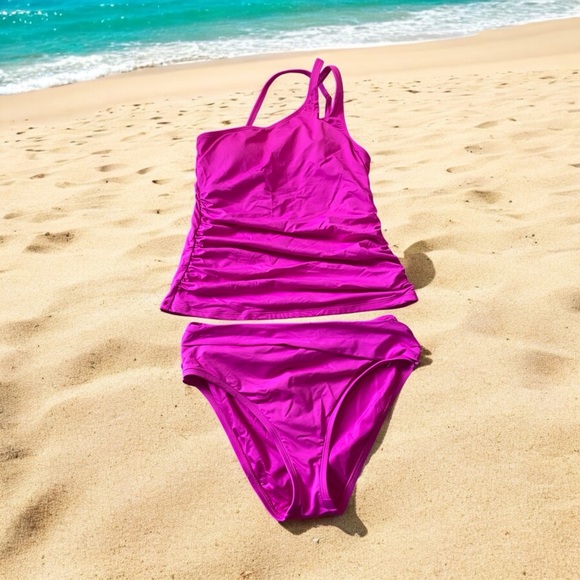 La Blanca Other - La Blanca asymmetrical tankini hot pink